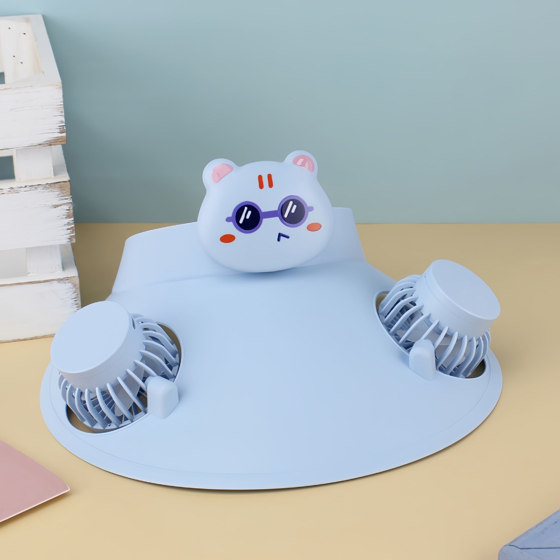 Women's Cooling Plate with Dual Fans and Panda Design Portable Personal Fan