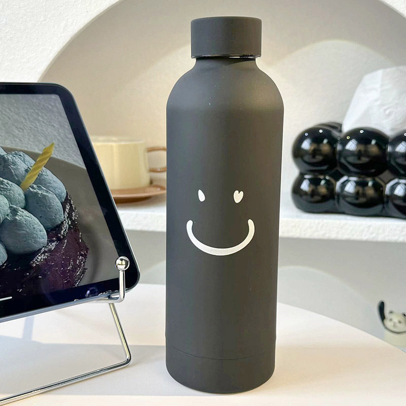 Women’s Stainless Steel Insulated Water Bottle Leak-Proof Smiley Face Design