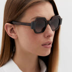 Ladies Hexagonal Sunglasses UV Protection Lightweight Fashionable Frame