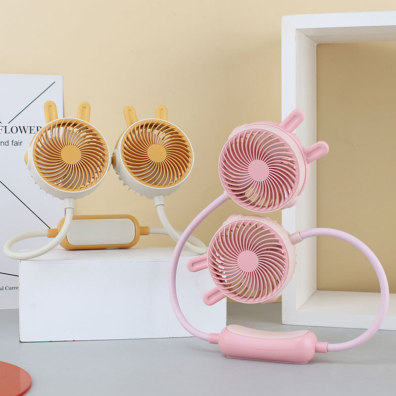Unisex Portable Neck Fan Dual Fan Unit Flexible Silicone Arms Rechargeable