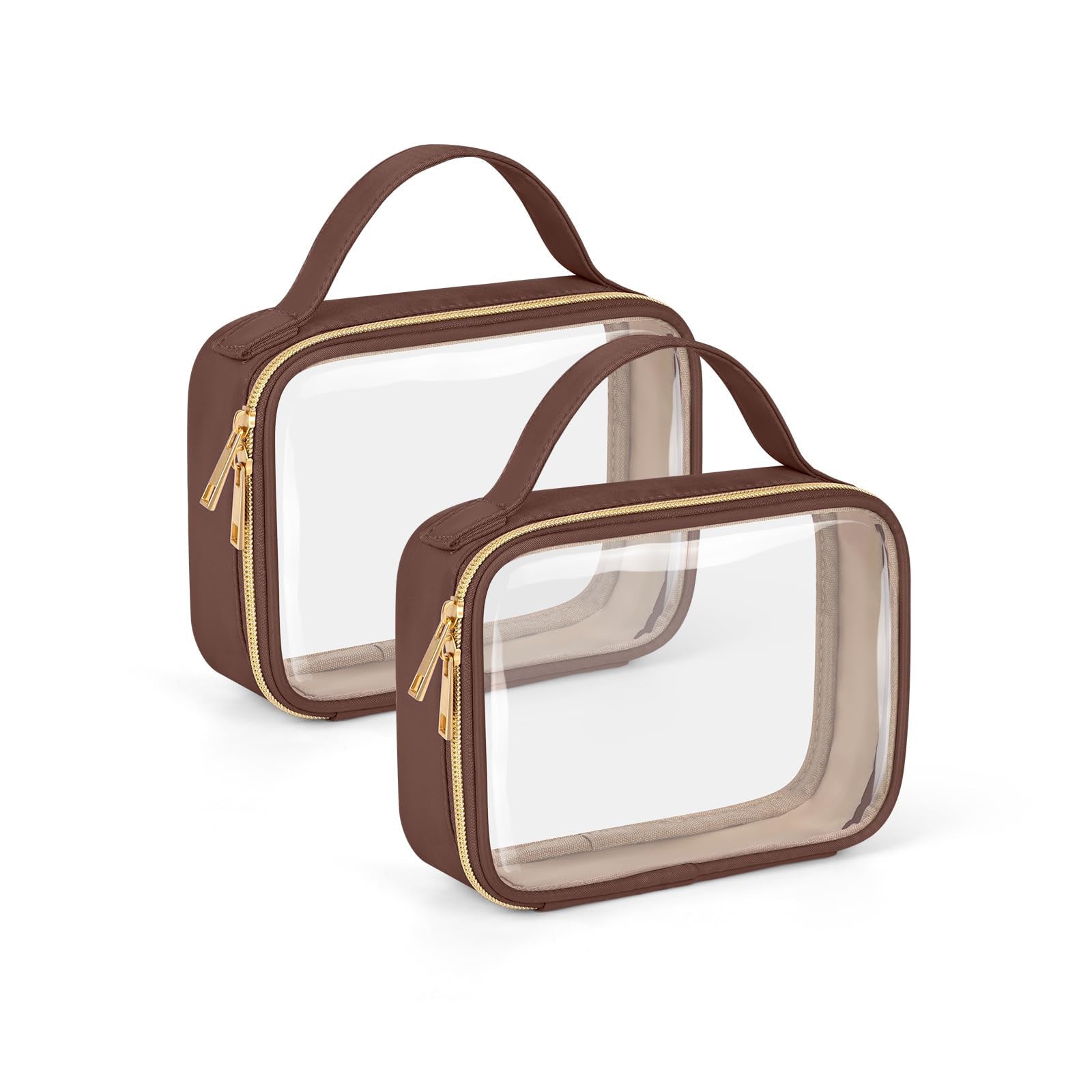 Transparent Cosmetic Bag Set for Women Clear Travel Makeup Organizer with Handle