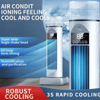 Personal Evaporative Air Cooler USB Powered Compact Vertical Tower with Digital Display and Adjustable Louvers