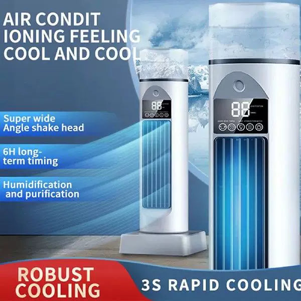 Personal Evaporative Air Cooler USB Powered Compact Vertical Tower with Digital Display and Adjustable Louvers
