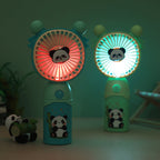 Portable Mini Fan USB Rechargeable Quiet Panda Design Compact Lightweight