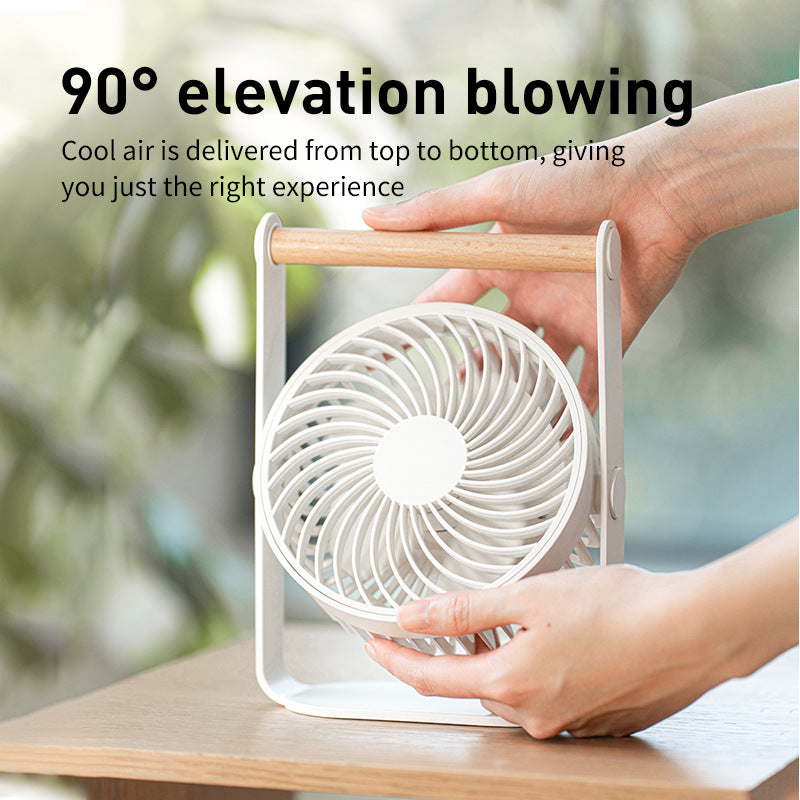 Ladies Portable Fan with Wooden Handle Rechargeable Quiet Operation Handheld Fan