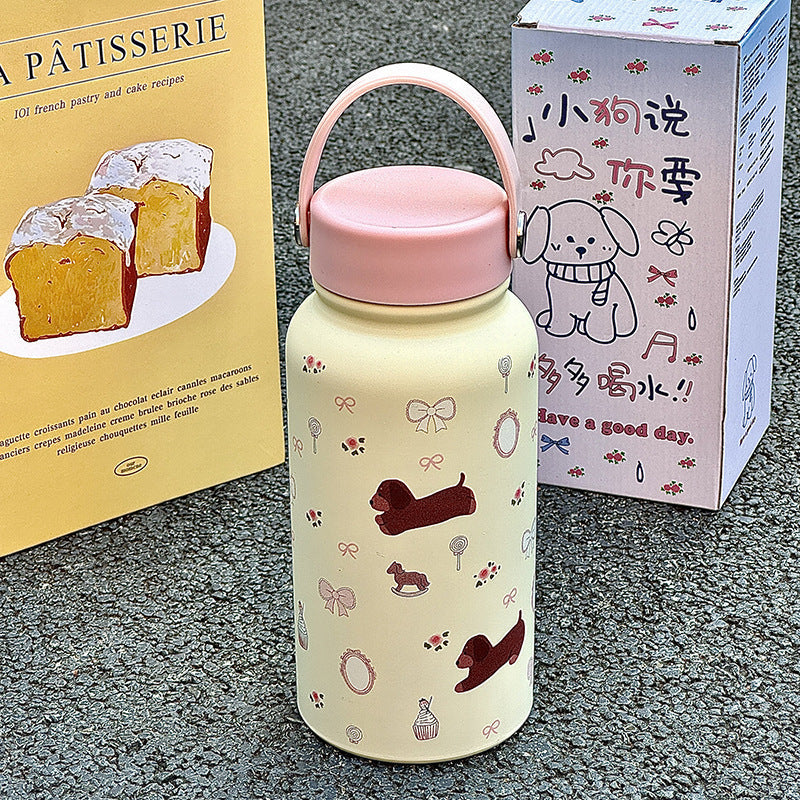 Women’s Insulated Stainless Steel Water Bottle with Cat Design Lightweight and Portable