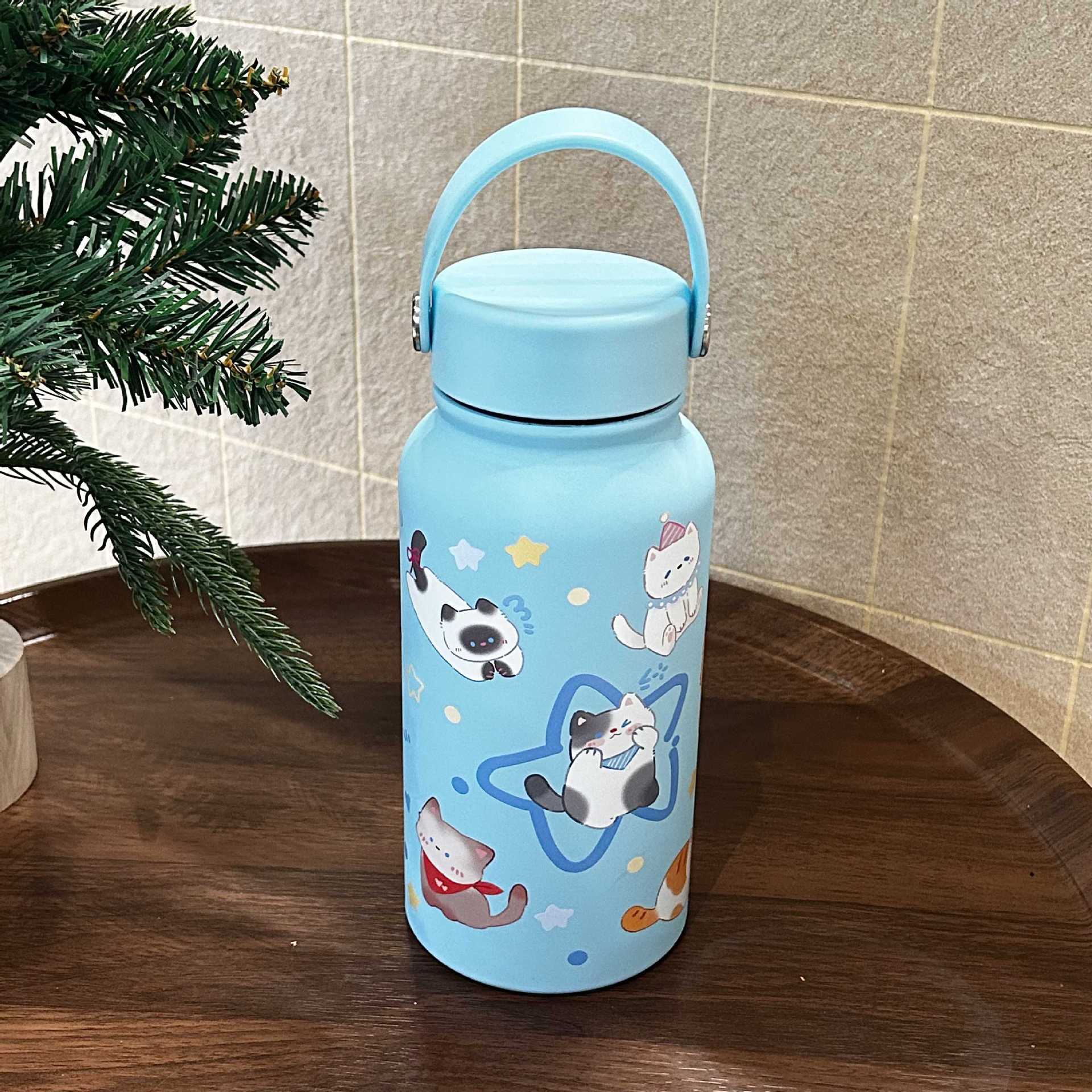 Ladies Insulated Water Bottle with Animal Motif Leak-Proof BPA-Free Hot Cold 12 Hours