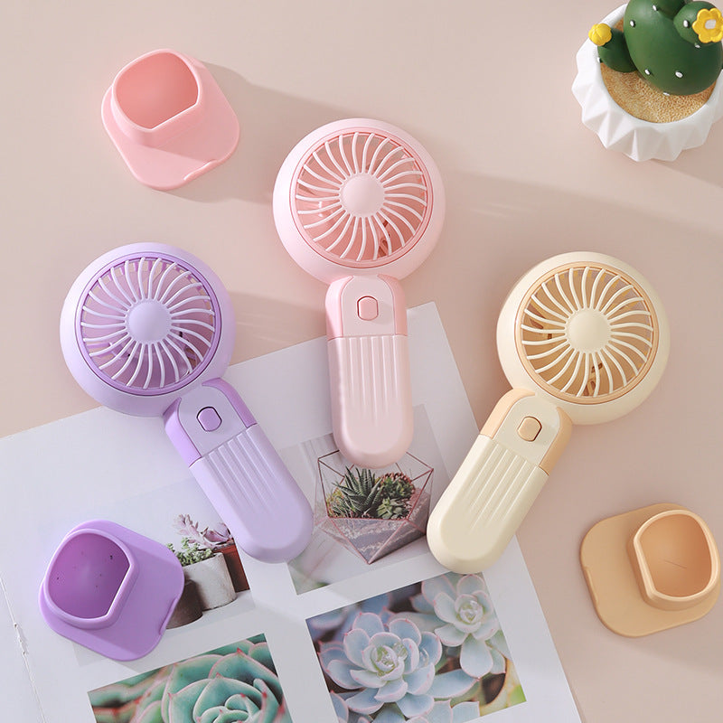 Portable Handheld Fan with Flexible Stand Base Compact Lightweight for Travel