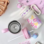 Children’s Drinking Cup with Integrated Straw and Cat Design BPA-Free Durable Plastic