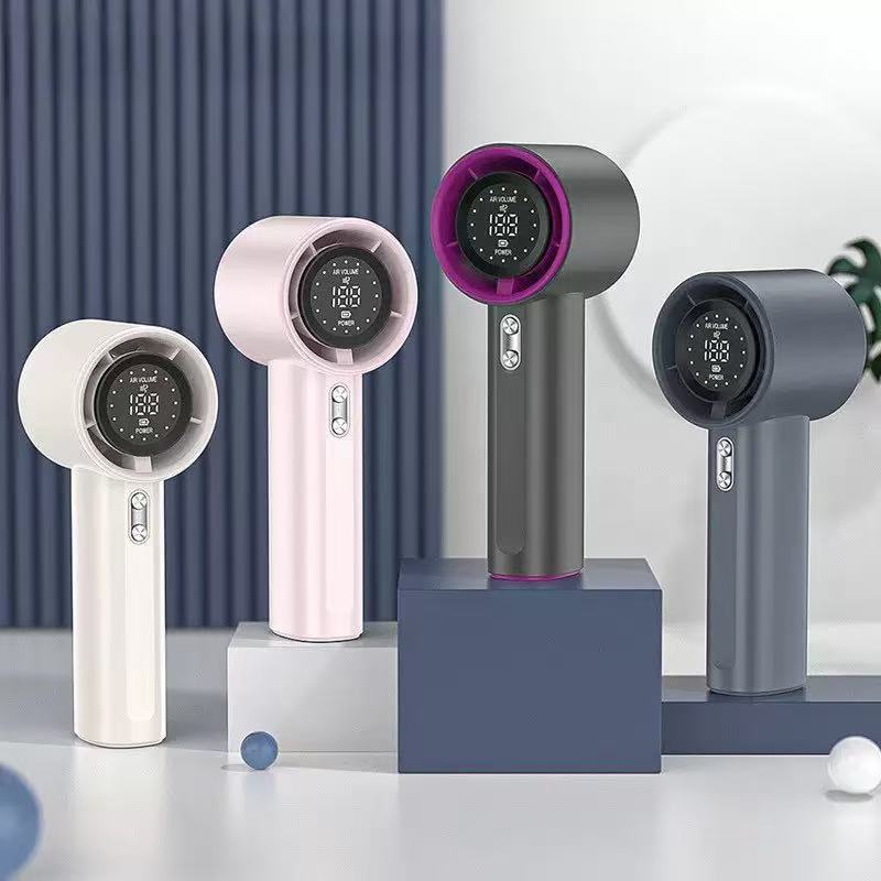 Portable Handheld Fan High Speed 9m/s Adjustable 100 Levels LED Display Compact