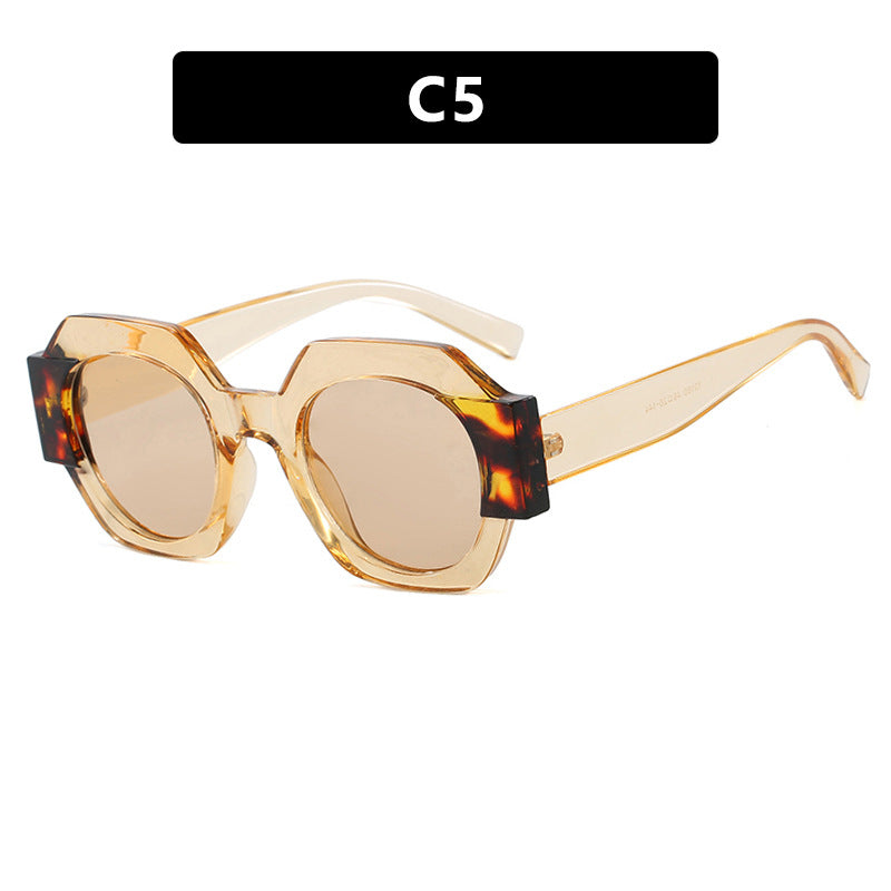 Ladies Hexagonal Sunglasses UV Protection Lightweight Fashionable Frame