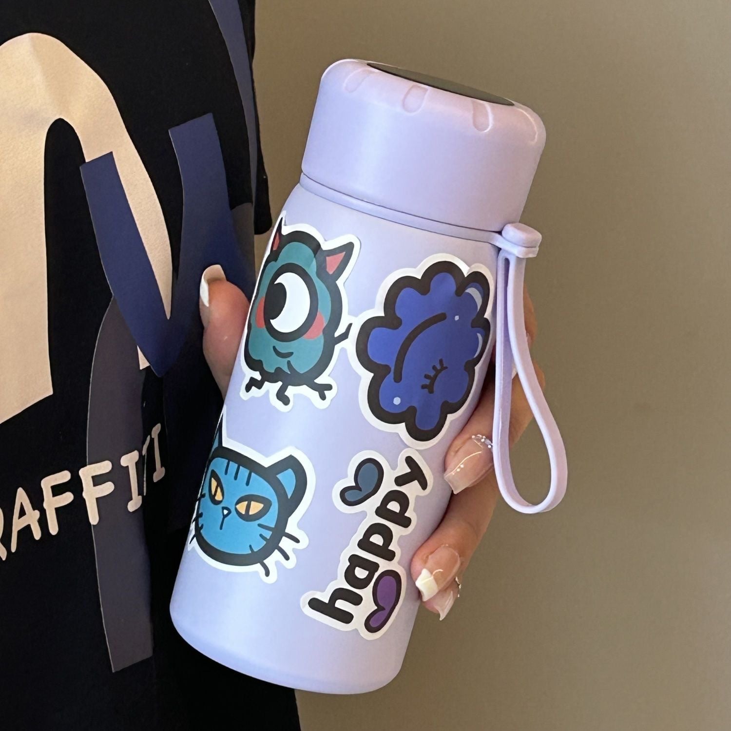 Ladies Stylish Water Bottle BPA-Free Flip Lid with Fun Sticker Designs Compact Size