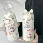 Insulated Plastic Water Bottle with Secure Flip Lid Hello Kitty Design for Women