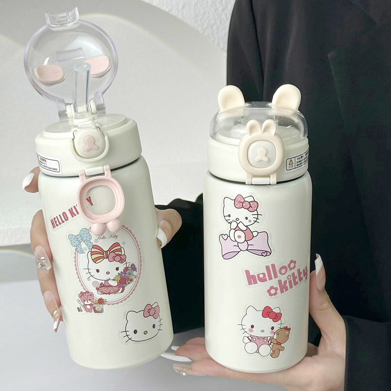 Insulated Plastic Water Bottle with Secure Flip Lid Hello Kitty Design for Women