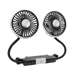 Harrow Dual-Head Adjustable Car Cooling Fan with Flexible Neck and Clip-On Mount