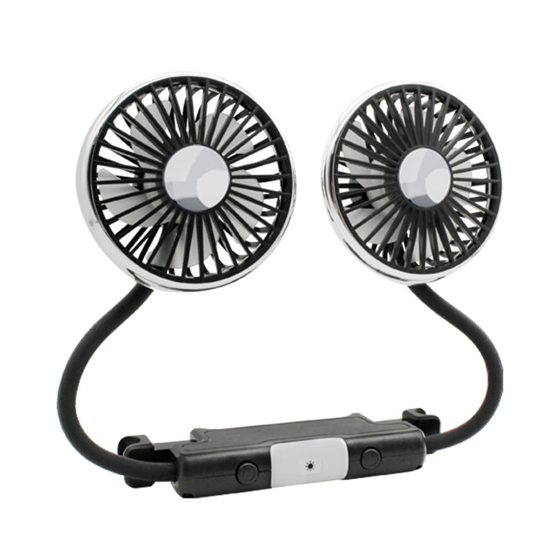 Harrow Dual-Head Adjustable Car Cooling Fan with Flexible Neck and Clip-On Mount