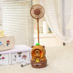 Creative Bear Design USB Table Fan with LED Light Compact Portable Desk Fan