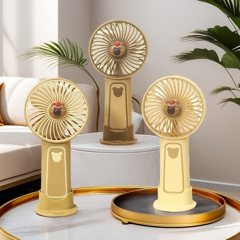 Rechargeable Portable Handheld Fan USB Charging Base Child-Safe Bear Design