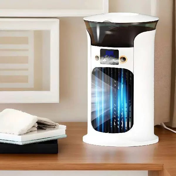 Compact Digital Personal Cooling Fan Cylindrical Design Programmable LED Display Multi-Speed
