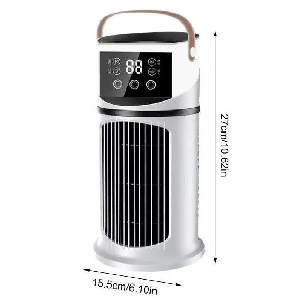 Rechargeable Tower Fan with Touch LED Control Moisturizing Reservoir and Leather Handle