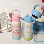 Women's Insulated Water Bottle BPA-Free Plastic Animal Design with Carrying Strap Leak-Proof