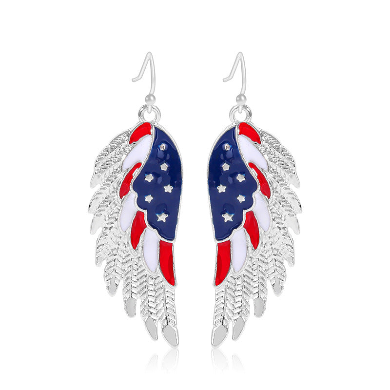 Women's Lightweight Star Earrings Enamel Flag Design Fishhook Closure Zinc Alloy