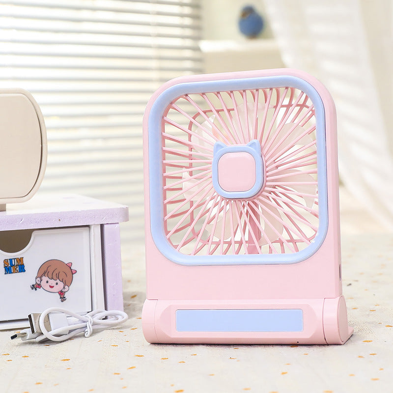 Portable Mini Fan USB Powered with Cute Cat Design Lightweight Handheld Personal Cooling Fan