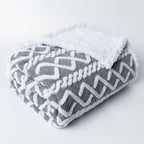 Women’s Reversible Blanket Soft Microfiber Cozy Geometric Pattern White Fluffy Throw