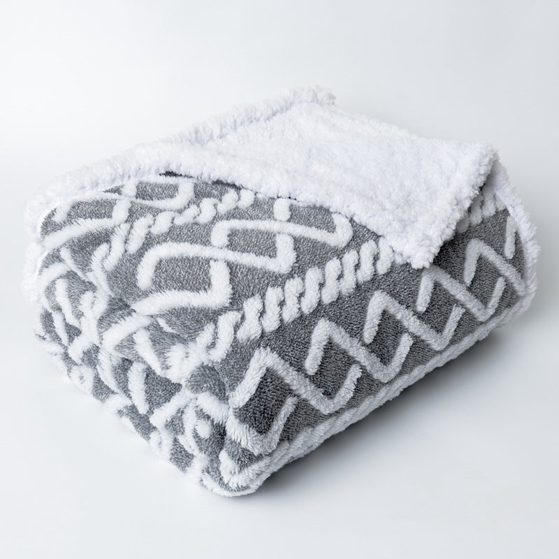 Women’s Reversible Blanket Soft Microfiber Cozy Geometric Pattern White Fluffy Throw