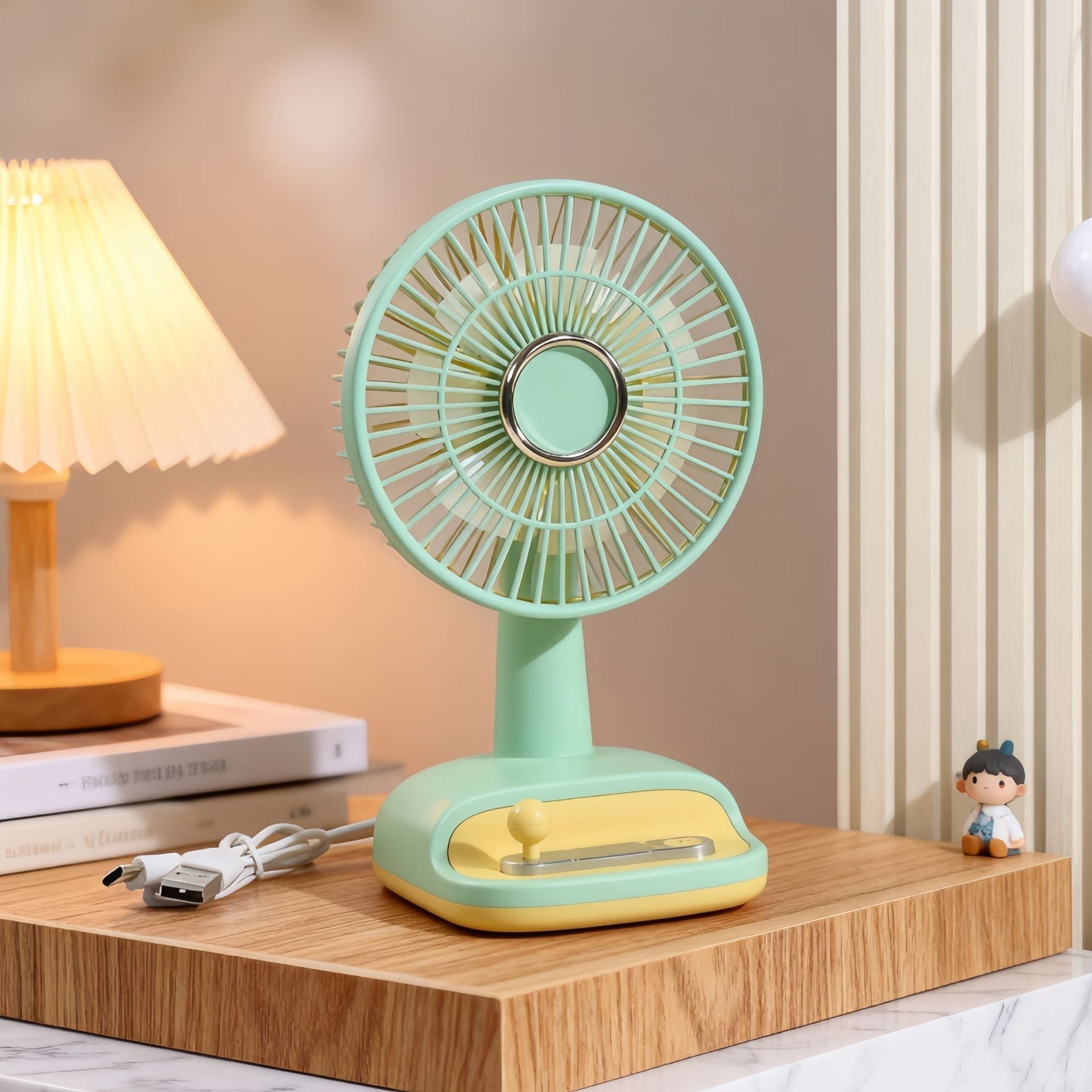 USB Desk Fan Rechargeable Portable Quiet Mini Fan with Adjustable Head and Non-Slip Base