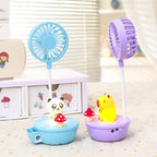 USB Desk Fan with Colorful LED Light Portable Quiet Table Fan for Women Adjustable Tilt