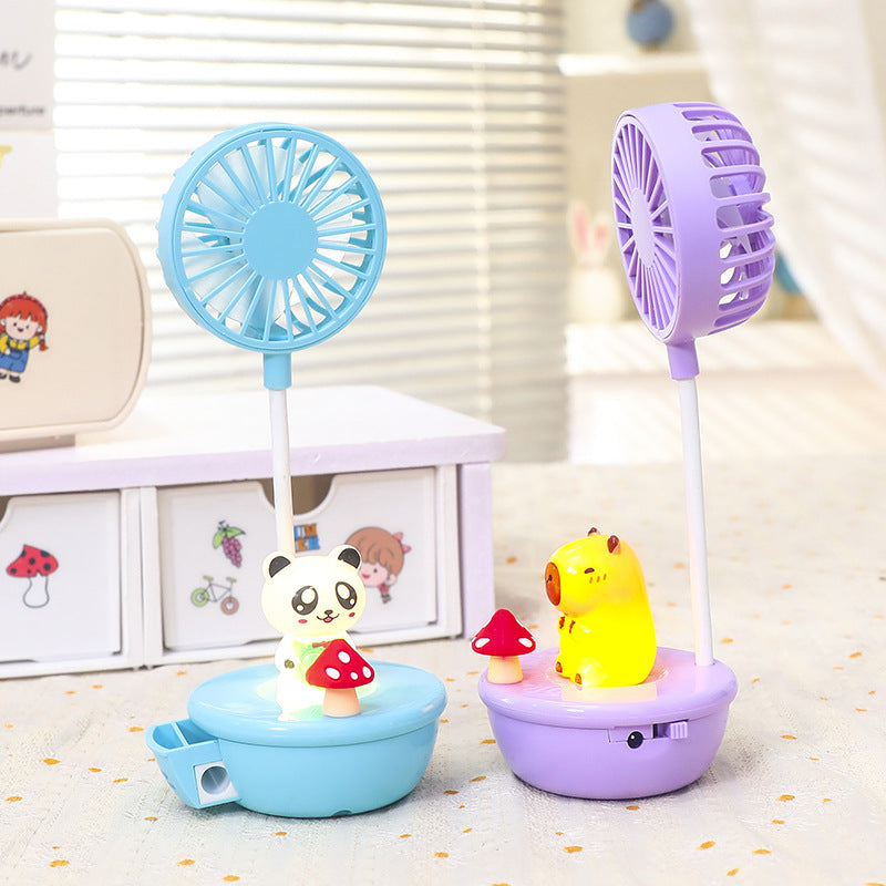 USB Desk Fan with Colorful LED Light Portable Quiet Table Fan for Women Adjustable Tilt