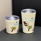 Double Insulated Reusable Drinking Cup with Spill-Proof Lid Bright Summer Design