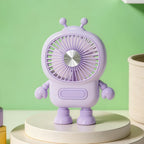 Portable Mini Fan Creative Robot Design Lightweight Handheld Personal Cooling Fan