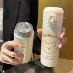 Ladies Insulated BPA-Free Plastic Water Bottle with Cute Animal Design and Flip Top