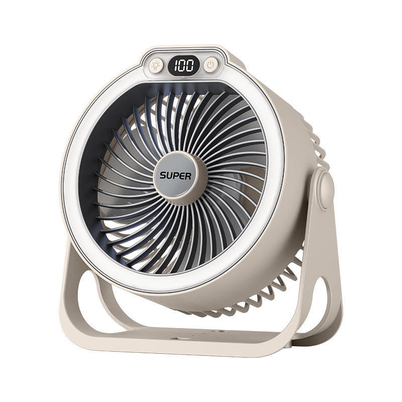 Table Fan With Multiple Speeds and Integrated LED Lighting Compact Quiet Design