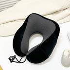 Unisex Memory Foam Travel Neck Pillow with Adjustable Straps and Breathable Cover