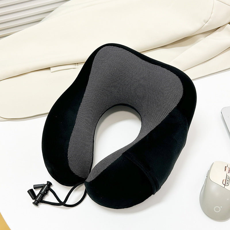 Unisex Memory Foam Travel Neck Pillow with Adjustable Straps and Breathable Cover