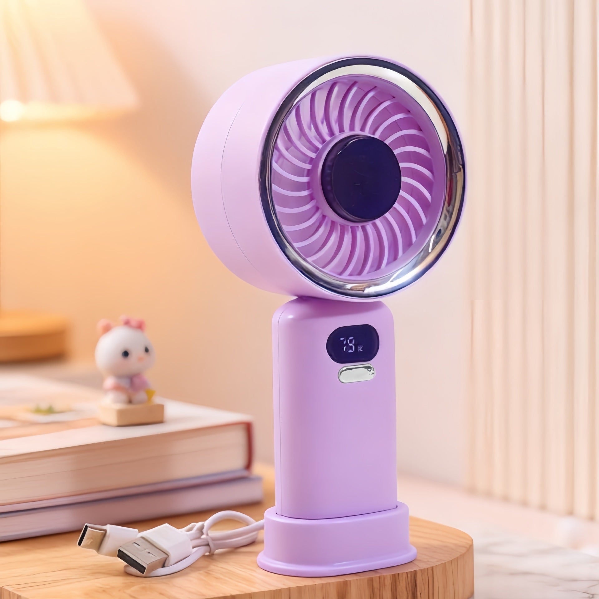 Portable Mini Fan with Digital Speed Display USB Rechargeable Handheld Table Fan