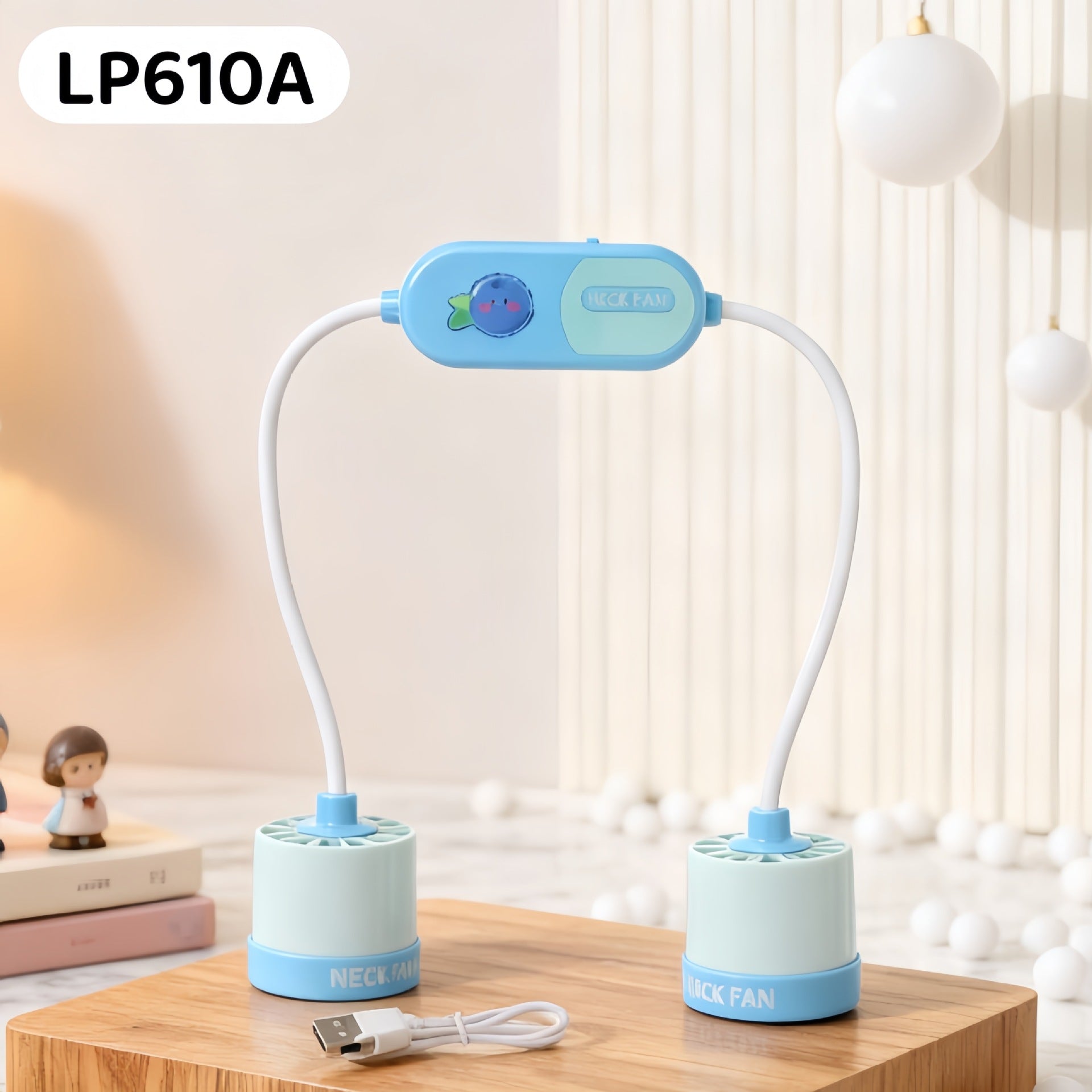 Portable Women’s Neck Fan with Flexible Hose USB Rechargeable Lightweight Cooling