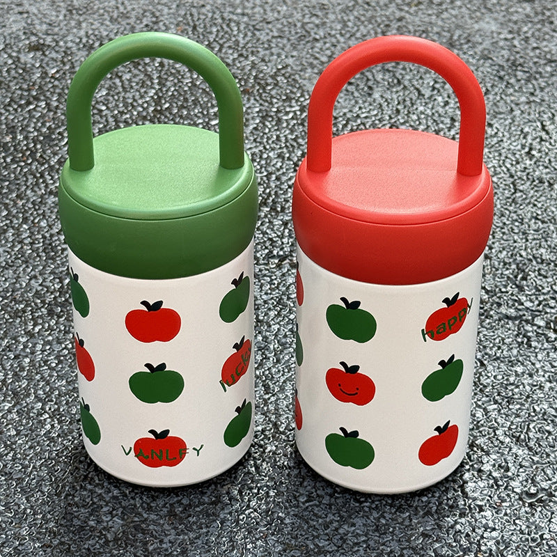 Insulated Ladies Drink Container With Leak-Proof Lid And Apple Design