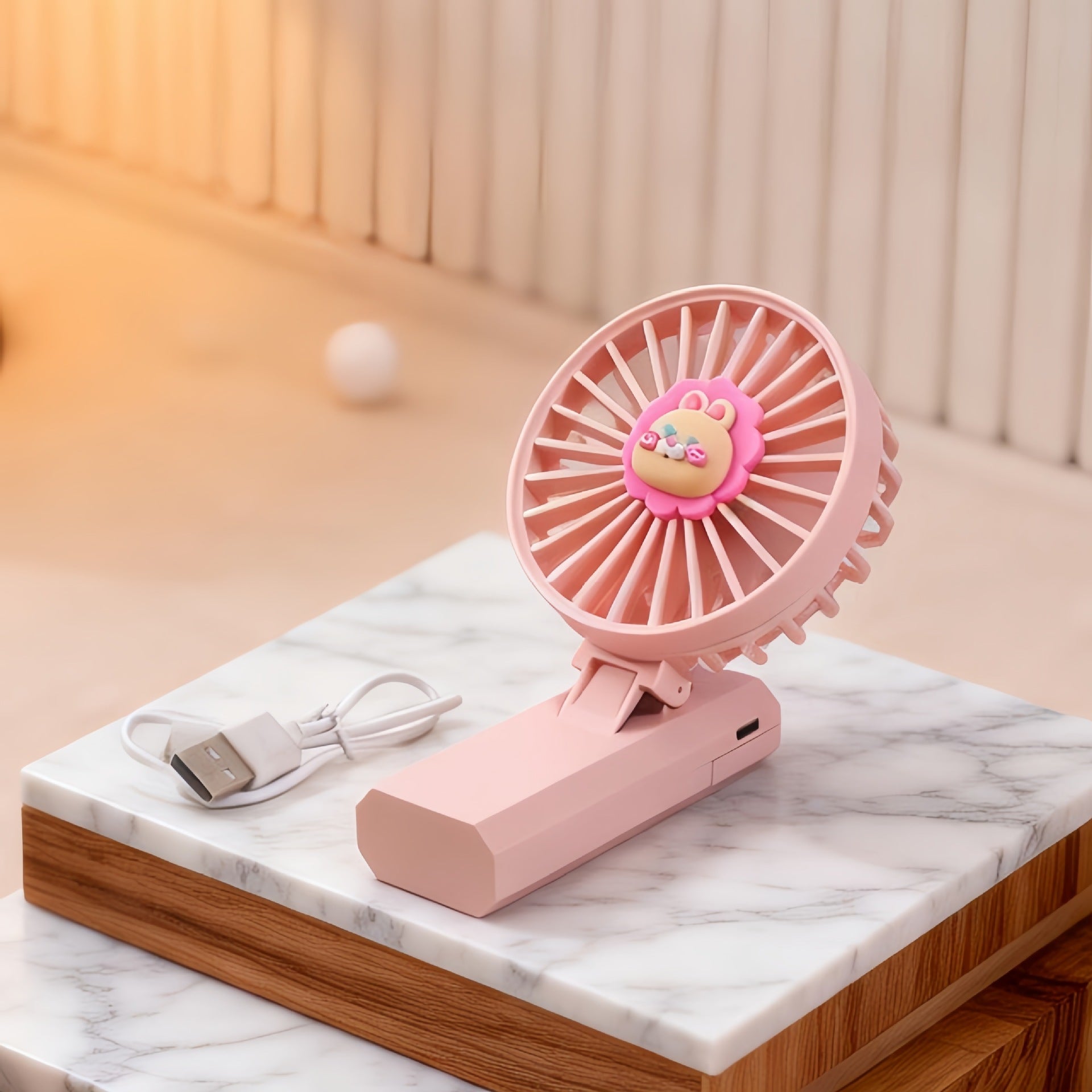 Unisex Portable Handheld Fan with Cute Animal Design USB Rechargeable Adjustable Speed