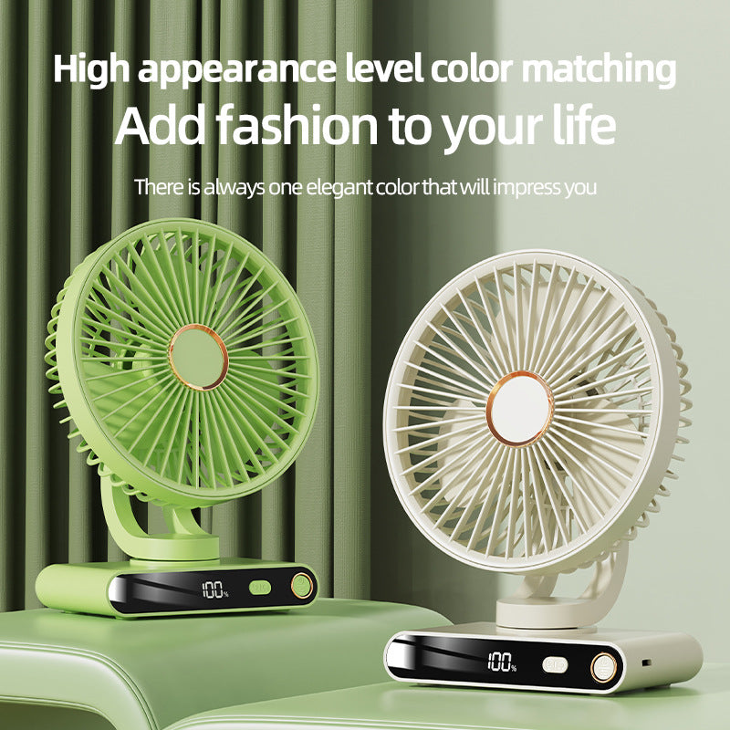 Wall Fan With Automatic Oscillation 5 Speed Levels LED Display Rechargeable Wireless