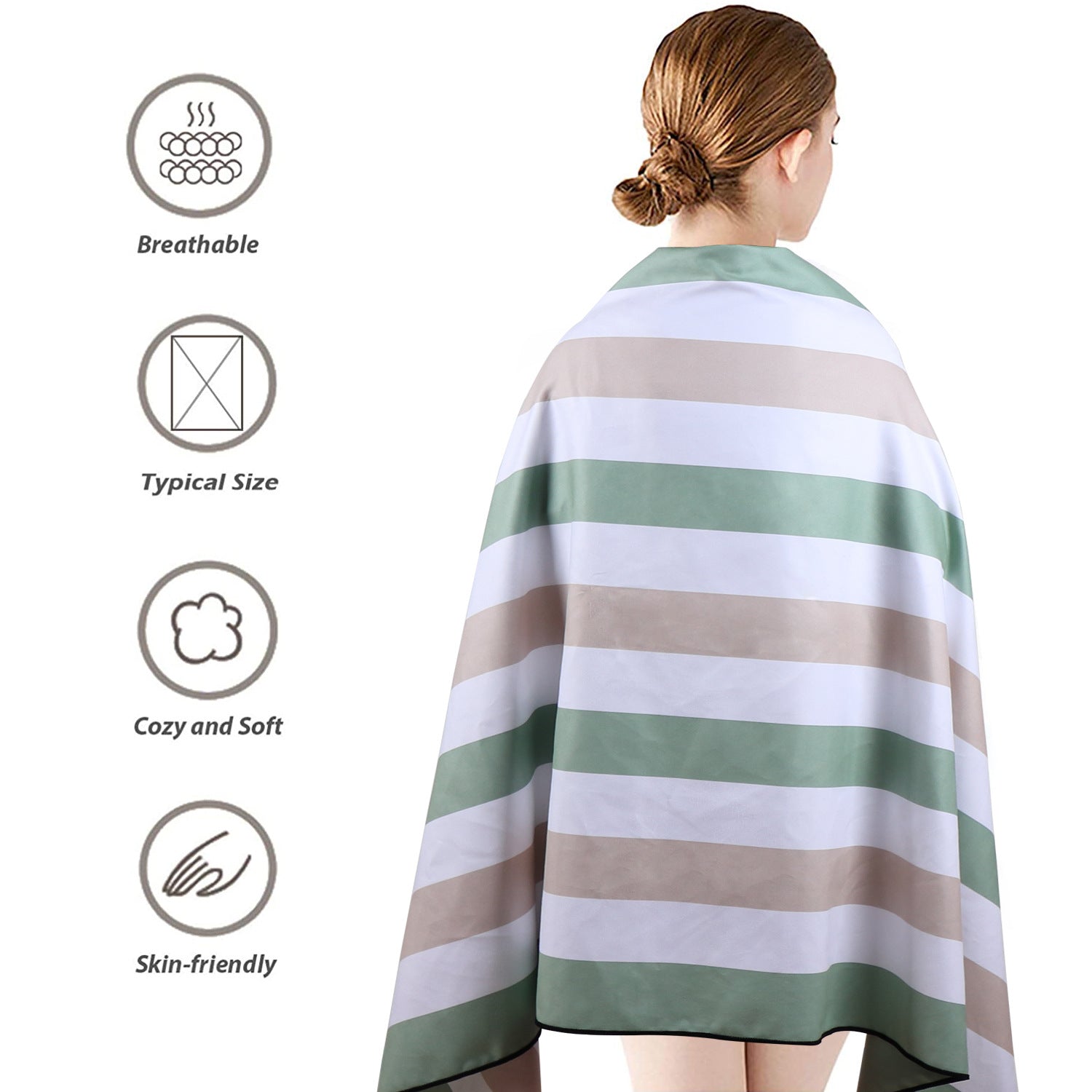 Brehn Picnic Blanket Water-Resistant Striped Outdoor Blanket with Carrying Bag