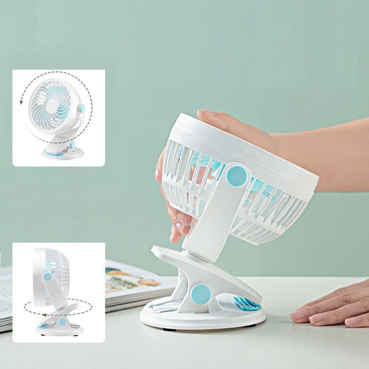 Portable Rechargeable Table Fan with Clip Mount Tiltable Head Unisex