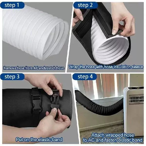 Universal Flat Window Sealing Panel for Portable Air Conditioner with Round Exhaust Collar and Elastic Straps