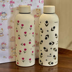 Insulated Stainless Steel Water Bottle for Women Floral Design Leak-Proof Screw Cap