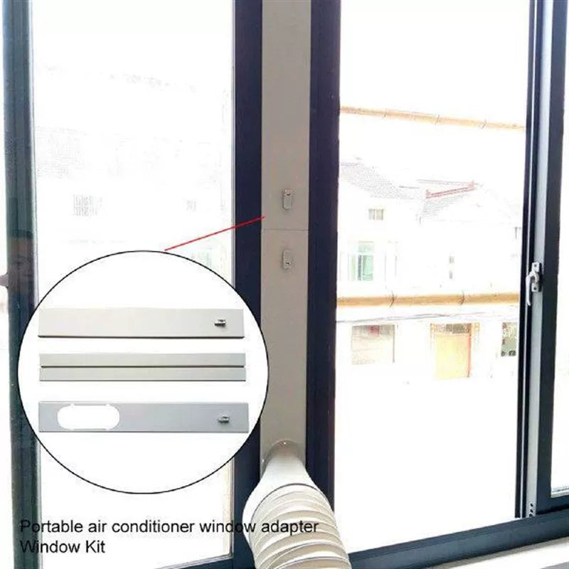 Portable Air Conditioner Window Vent Adapter Kit Adjustable Sliding Panel Oval Exhaust