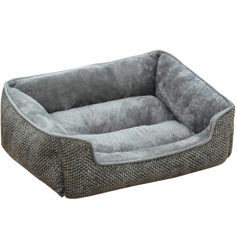 Unisex Pet Bed Soft Plush Lining Ergonomic Raised Edge Removable Cover