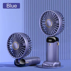 Foldable Rechargeable Handheld Fan with LED Battery Indicator and Detachable Charging Station